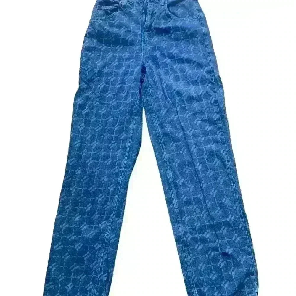 iets frans... Monogram Jeans High Rise Wide Legs Retro Sz 27W